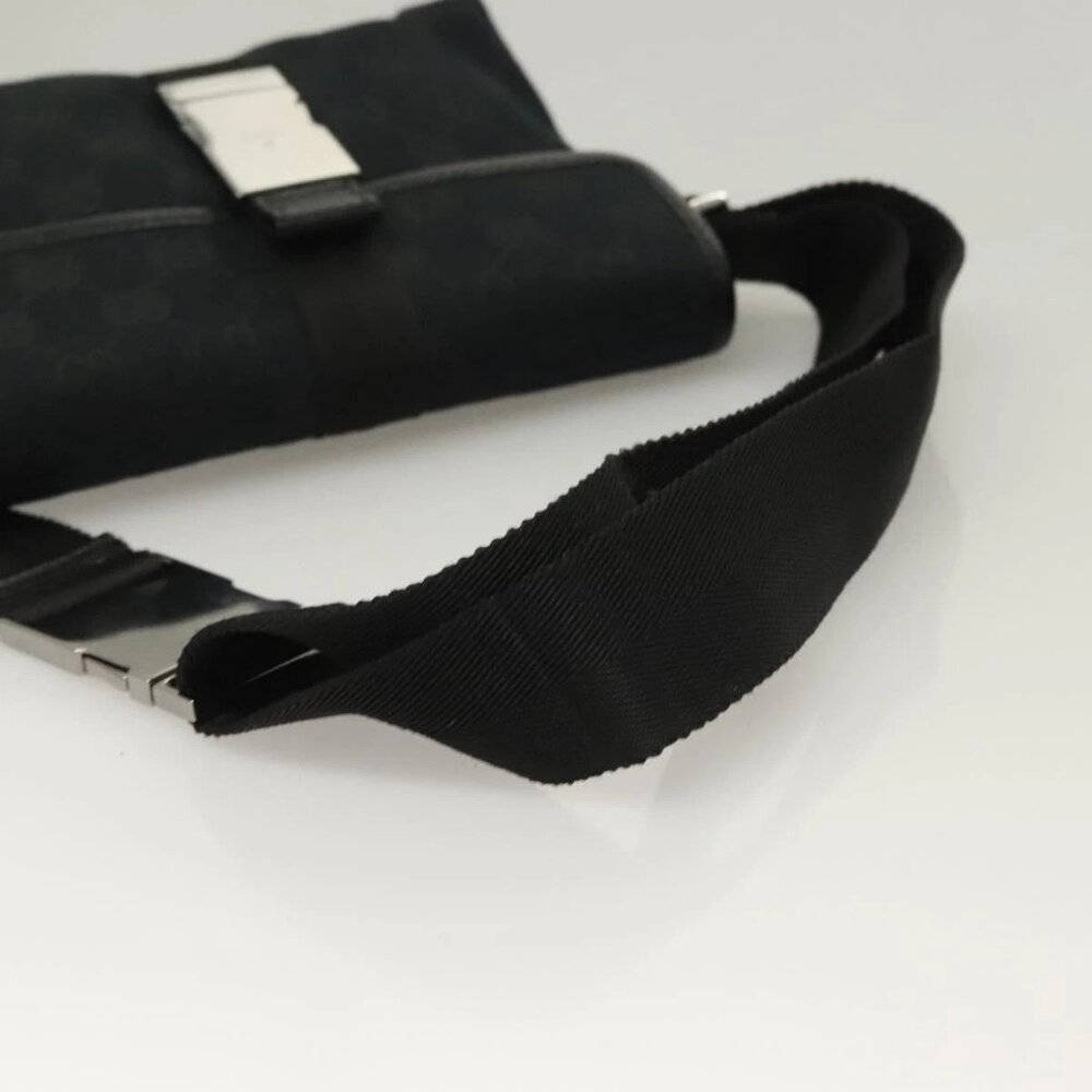GUCCI GG Canvas Waist Bag Black Silver 131236 Auth yk18870 - Picture 8 of 16